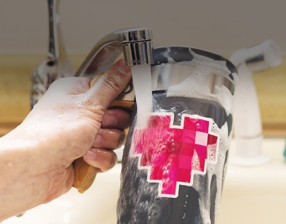 Waterproof sticker on mug Waterproof sticker on mug