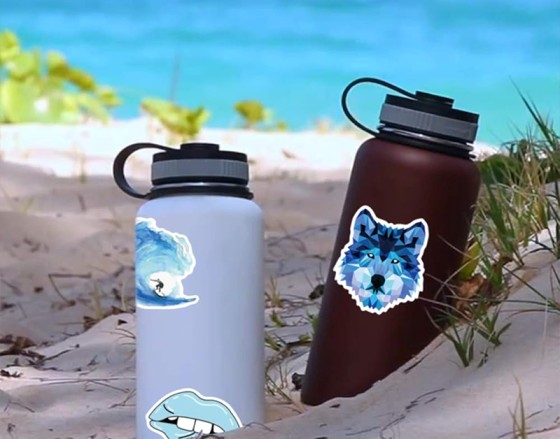 Waterproof sticker on bottle Waterproof sticker on bottle